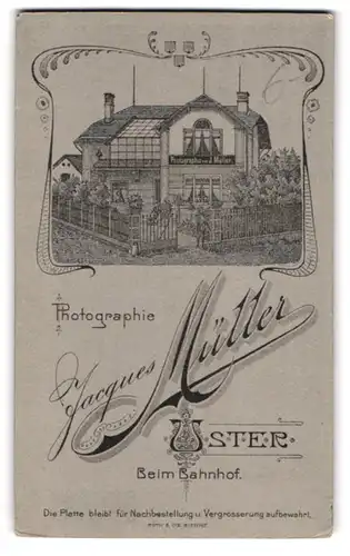 Fotografie Jacques Müller, Uster, beim Bahnhof, Ansicht Uster, Ateliersgebäude das Fotografen J. Müller mit Garten