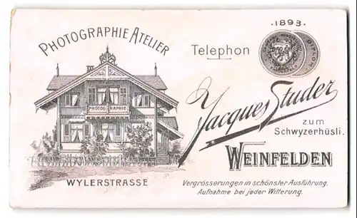 Fotografie Jacques Studer, Weinfelden, Wylerstr., Ansicht Weinfelden, Frontansicht des Ateliersgebäude