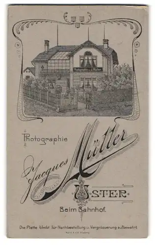 Fotografie Jacques Müller, Uster, beim Bahnhof, Ansicht Uster, Ateliersgebäude mit Garten des Fotografen