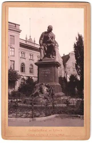 Fotografie J. Nöhring, Lübeck, Ansicht Lübeck, Denkmal Emanuel Geibel