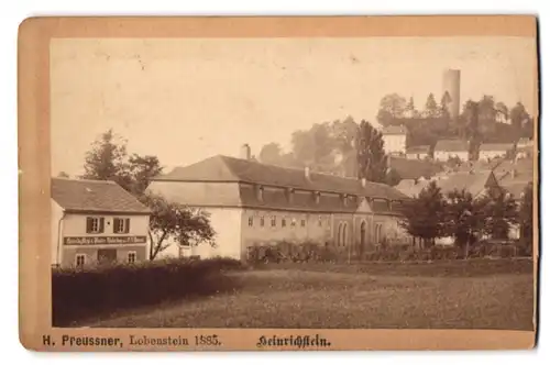 Fotografie H. Preussner, Lobenstein, Ansicht Heinrichstein, Herrenhaus, Geschäftshaus und Blick zur Burg