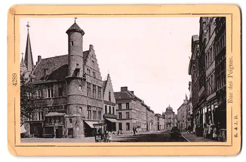 Fotografie Römmler & Jonas, Dresden, Ansicht Gand, Rue des Peignes, Strassenhändler & Ladengeschäft