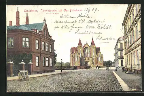 AK Landskrona, Järnvägsgatan och Nya Folkskolan