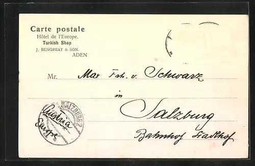 AK Aden, Mahallah wharf, Hafenpartie mit Segelschiffen