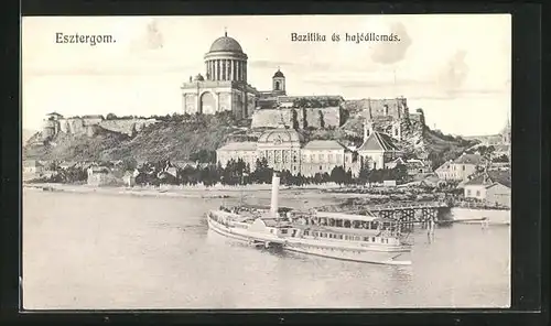 AK Esztergom, Bazilika és hajóállomás, Dampfer
