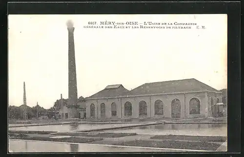 AK Méry-sur-Oise, L`Usine de la Compagnie Générale des Eaux et les Réservoirs de Filtrage