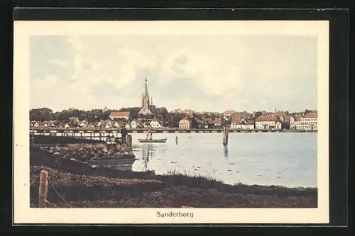 AK Sonderborg, Flusspartie mit Blick auf die Stadt