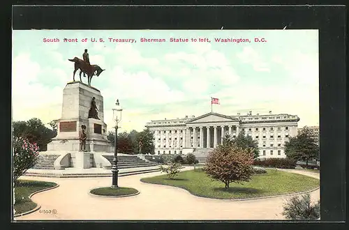 AK Washington D.C., South Front of U.S. Treasury, Sherman Statue