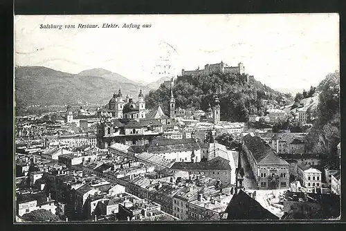 AK Salzburg, Ortsansicht aus der Vogelschau