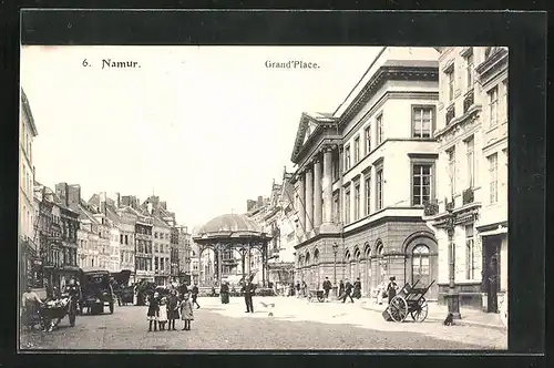 AK Namur, Grand`Place, Geschäftspartie am Markt