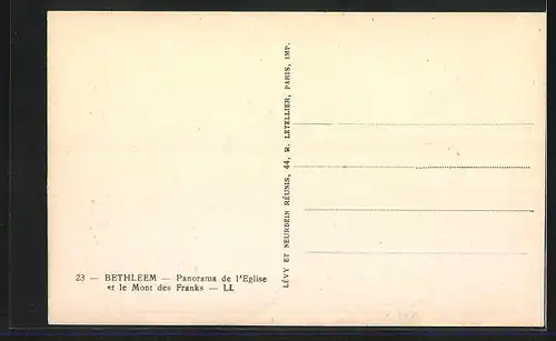 AK Bethleem, Panorama de l`Eglise et le Mont des Franks