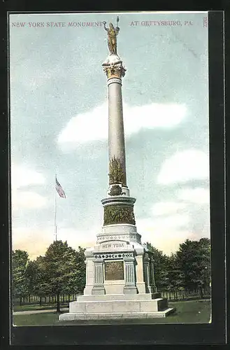 AK Gettysburg, PA, New York State Monument