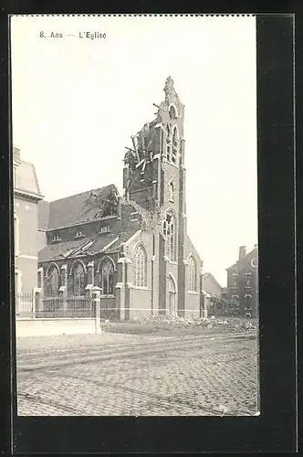 AK Ans, L`Eglise, Zertrümmerte Kirche