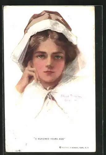 Künstler-AK Philip Boileau: A hundred years ago Dame mit Haube