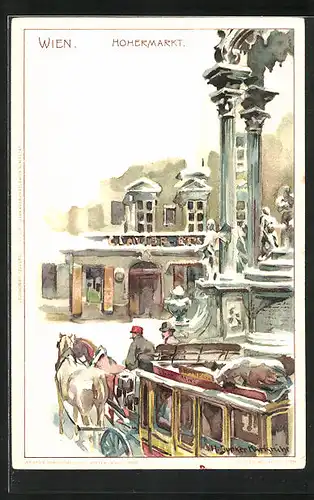 Künstler-AK H. Junker: Wien, Fiaker am Hohermarkt