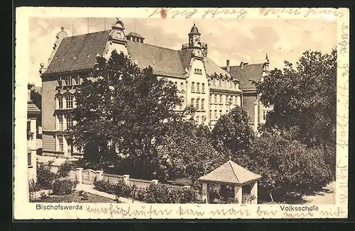 AK Bischofswerda, Strassenpartie an der Volksschule