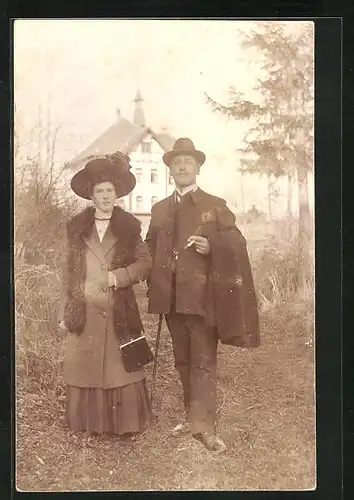 Foto-AK Kempten, Haus und Ehepaar Sieber 1912