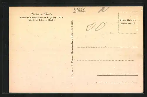 AK Unkel am Rhein, Fachwerkhaus v. Jahre 1738, Kirchstrasse 20, Am Markt