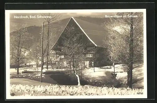 AK Nordrach /Bad. Schwarzwald, Bauernhaus im Schnee