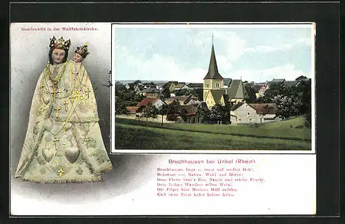 AK Bruchhausen bei Unkel /Rhein, Teilansicht mit Wallfahrtskirche, Gnadenbild