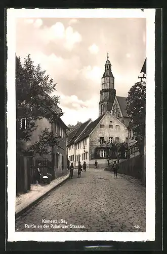 AK Kamenz i. Sa., Partie an der Pulsnitzer Strasse mit Kindern