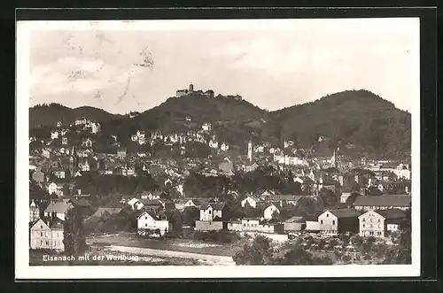 AK Eisenach, Teilansicht mit der Wartburg
