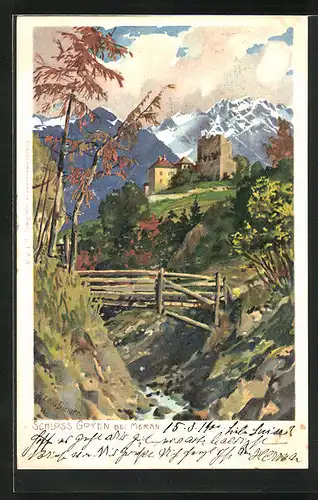 Künstler-AK Zeno Diemer: Meran, Schloss Goyen