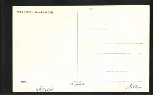 AK Wischau / Vyskov, Strassenpartie mit Bezirksbehörde