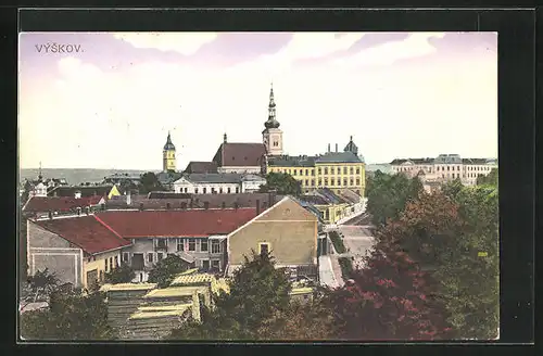 AK Wischau / Vyskov, Teilansicht mit Kirche, Kostel