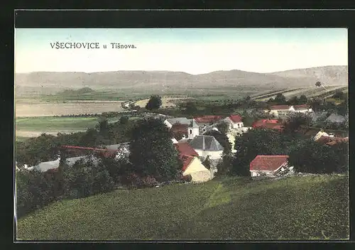 AK Vsechovice u Tisnova, Ortsansicht mit Umgebung