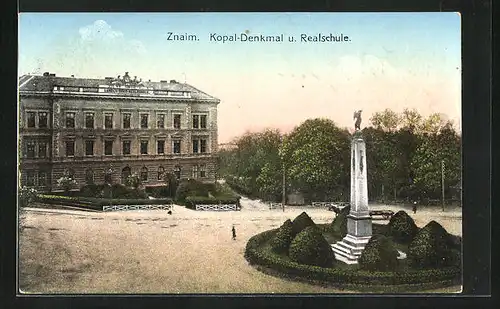 AK Znaim, Kopal-Denkmal und Realschule