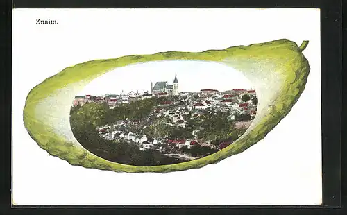 AK Znaim, Ortsansicht mit Kirche, Gurke