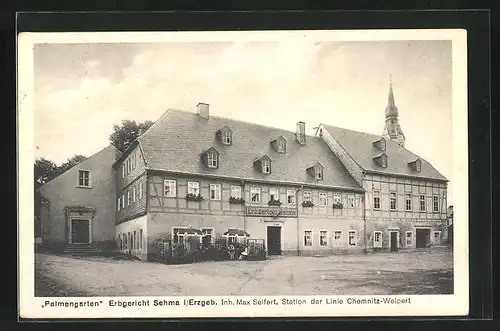 AK Sehma i. /Erzgeb., Gasthaus Palmengarten Erbericht Sehma