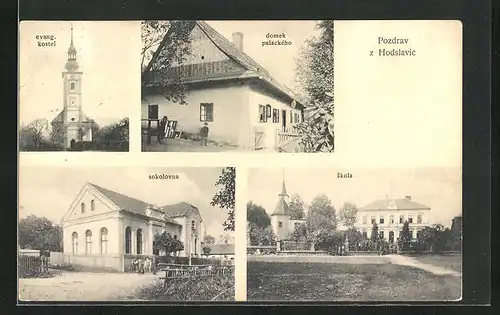 AK Hodslavice, Domek palackeho, Skola, Sokolovna