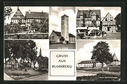 AK Blomberg, Marktplatz, Hotel Haus Abendfrieden, Im Seligen Winkel
