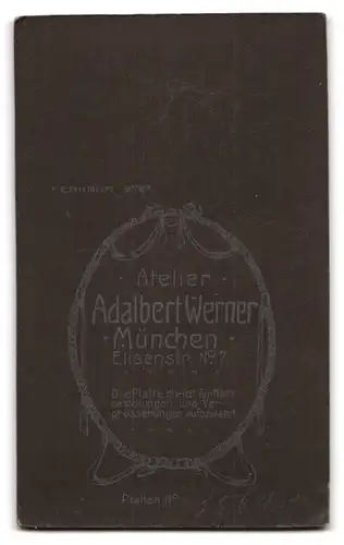 Fotografie Albert Werner, München, Elisenstrasse 7, Portrait junge Dame im hübschen Kleid