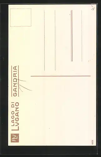 AK Gandria, Häuserfront am Ufer des Sees