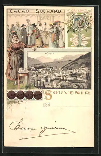 Künstler-AK Chur, Gesamtansicht der Ortschaft