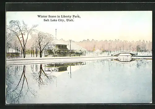 AK Salt Lake City, UT, Winter Scene in Liberty Park