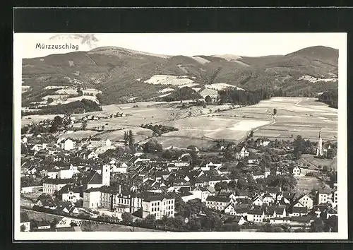 AK Mürzzuschlag, Panorama mit Bergen