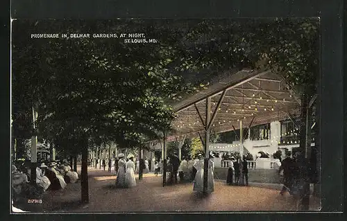 AK St. Louis, MO, Promenade in Delmar gardens at night