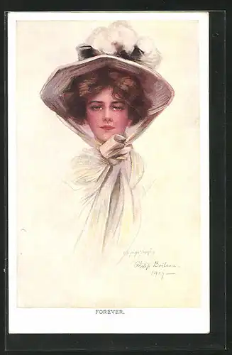 Künstler-AK Philip Boileau: Forever, Dame mit Hut und Schal