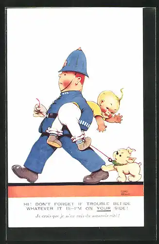 Künstler-AK Mabel Lucie Attwell: Hi! Don`t forget if trouble betide whatever it is - I`m on your side!