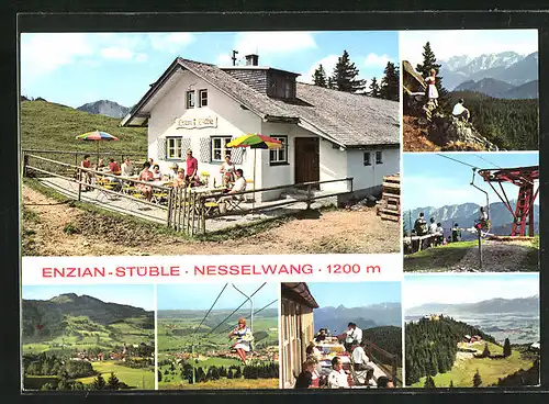 AK Nesselwang /Allgäu, Gasthof Enzian-Stüble gegen Alpenpanorama