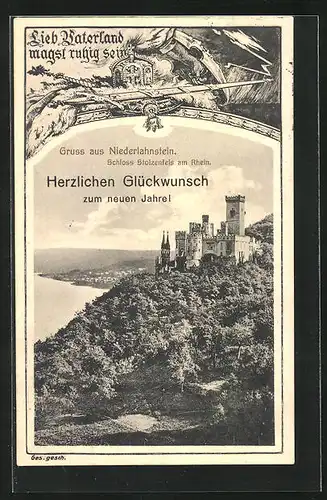 AK Niederlahnstein, Schloss Stolzenfels am Rhein