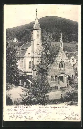 AK Herrenalb, Klosterruine Paradies und Kirche