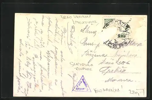 AK Rajhrad, Ortsansicht von einer Anhöhe aus