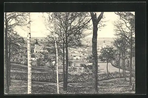 AK Klobouky u Brna, Ortsansicht vom Wald aus