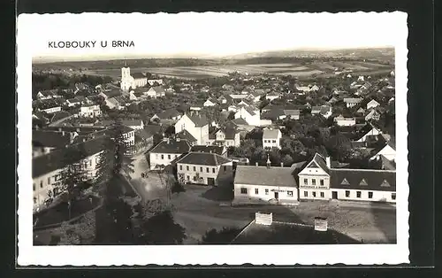 AK Klobouky u Brna, Restaurace u Budikú, Ortsansicht aus der Vogelschau