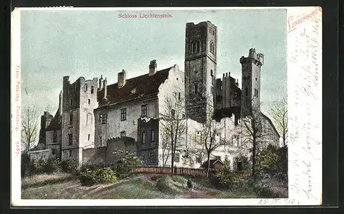 AK Lundenburg, Schloss Liechtenstein, Ruine